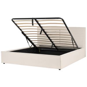 Cama con almacenaje moissac tela beige 180 x 200 cm