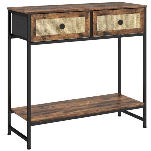 Mesa consola 80x30x75 cm mdf, acero color marrón Homcom
