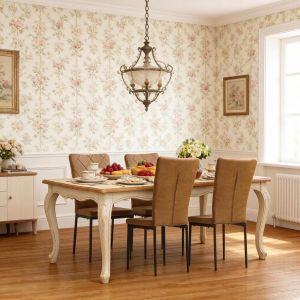 Silla de comedor tapizada marrón 4 piezas respaldo alto