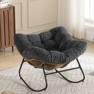 Mecedora chenilla negro ergonómica terraza salón dormitorio