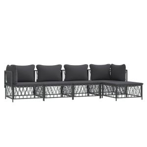 vidaXL juego muebles de jardín 5 pzas y cojines acero gris antracita