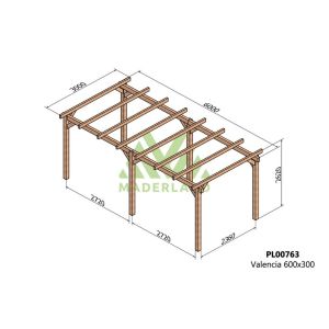 Pérgola de madera laminada - valencia 600x300cm (maderland)