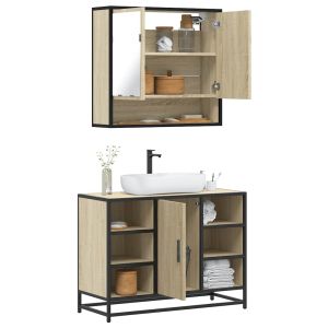 Set de muebles de baño 2 pzas madera contrachapada roble sonoma esb1355