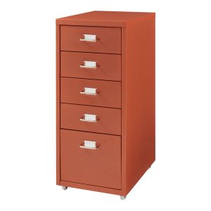 Archivador móvil kökar con 5 cajones 69x28x41 cm acero - rojo ladrillo