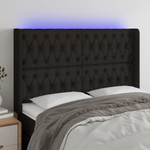 Cabecero con LED de tela negro 147x16x118/128 cm eso3221