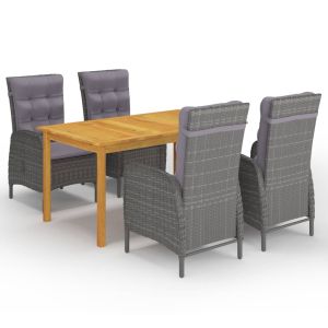 vidaXL juego de comedor de jardín de 5 piezas gris