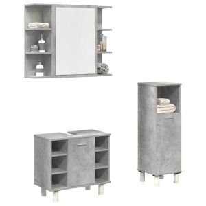 Set muebles de baño 2 piezas madera contrachapada gris hormigón esb9475