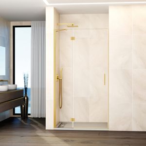 Mampara glass panel fijo + puerta abatible 77-80 cm (30+50) oro