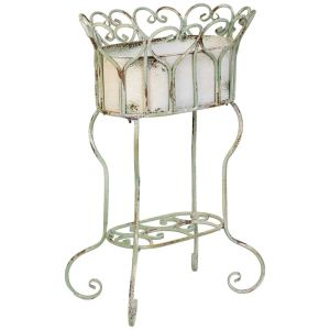 Macetero de metal blanco 43.5x34.5x71.5h cm