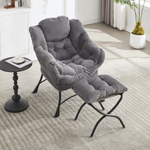Sillón relax reposapiés acero gris bolsillo lateral brazos lectura