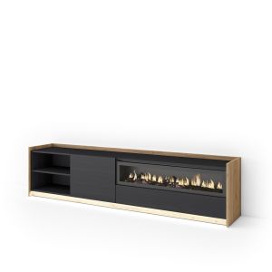 Mueble tv, 207x37x50cm, chimenea eléctrica, LED rf4892