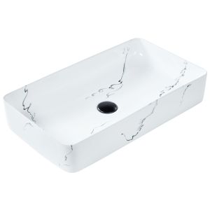 Lavabo sobre encimera hopi 61 x 35 cm cerámica mármol blanco
