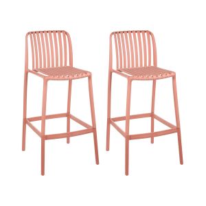 Conjunto de 2 sillas de bar ariccia 2 en 1 material sintético rojo claro