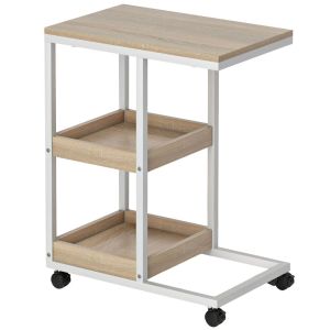Mesita auxiliar 51x33x66 cm mdf, acero bicolor Homcom