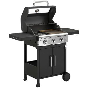 Barbacoa de ga 125x57x110 cm acero inoxidable, metal Outsunny