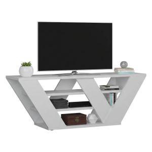 Mueble para tv amazzonite, 2 compartimentos, madera blanca