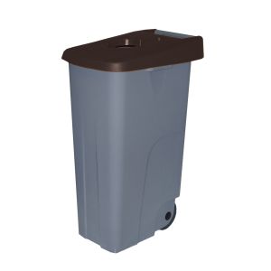 Denox - contenedor de basura denox  65,  | 110 l - tapa abierta - marrón