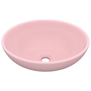vidaXL lavabo de lujo ovalado cerámica rosa mate 40x33 cm