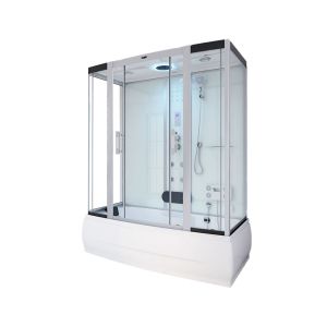 Ducha de vapor diamond big con hidromasaje y LED 190x100 cm blanco