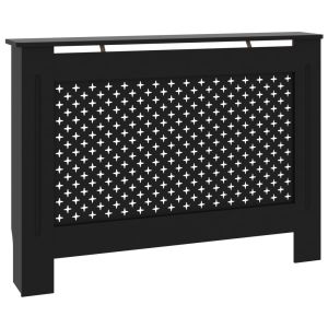vidaXL cubierta para radiador mdf negro 112x19x81,5 cm
