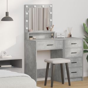 Mesa de tocador con luces LED en gris concreto de 50x41x135 cm oif508348