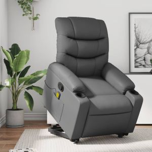 Sillón reclinable de masaje de pie cuero artificial gris qweo7343