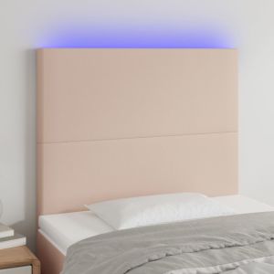 Cabecero con luces LED cuero sintético capuchino 90x5x118/128cm