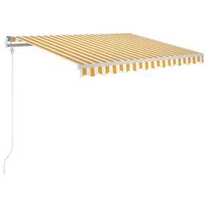 vidaXL toldo automático LED sensor de viento amarillo blanco 350x250cm