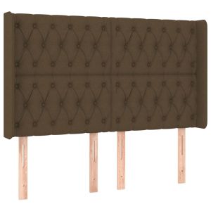 vidaXL cabecero con orejas de tela marrón oscuro 163x16x118/128 cm