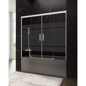 Mampara bañera 2 fijos + 2 correderas basic  172-182cm serigrafiado blanco