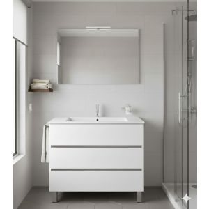 Mueble de baño balder, lavabo y espejo  blanco brillo 70x45 cm