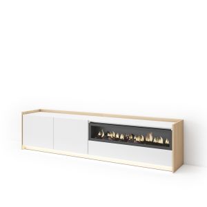 Mueble tv, 207x37x50cm, chimenea eléctrica, LED rf4896