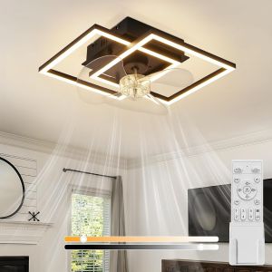 Nettlife ventilador de techo con luz LED integrado negro 34x34