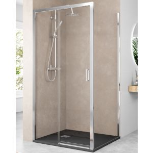 Mampara ducha rectangular frontal | frente 160 lateral 70cm cromo