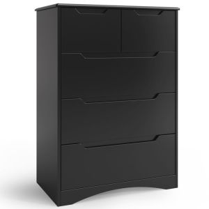 Cómoda negra de mdf con 5 cajones - 72 x 41 x 94 cm