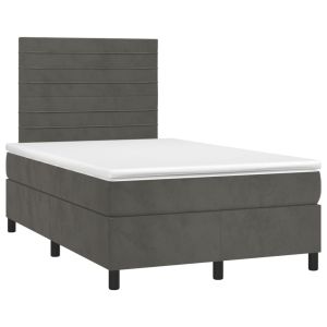 vidaXL cama box spring con colchón terciopelo gris oscuro 120x190 cm