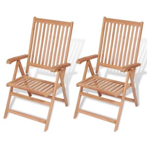 vidaXL sillas de jardín reclinables 2 unidades madera maciza de teca