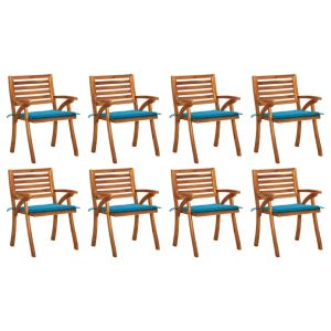 vidaXL sillas de jardín 8 uds madera maciza de teca con cojines