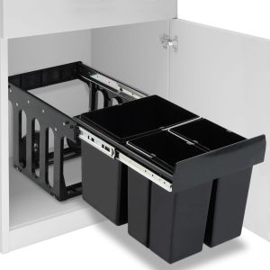 vidaXL cubo de basura extraíble en armario de cocina cierre suave 48 l