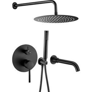 Valaz ducha empotrada de bañera a pared negro mate - 25cm