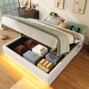 Cama, hidráulica,140x200cm,beige.