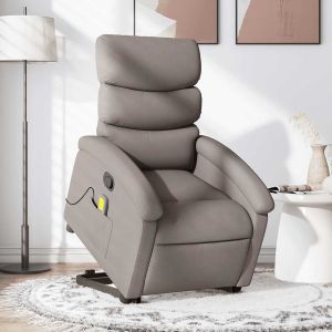 Sillón reclinable de masaje elevable tela gris taupé qweo8454