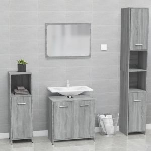 Set de muebles de baño madera contrachapada gris sonoma