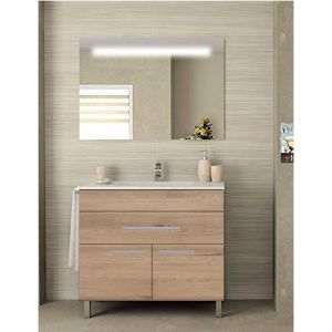 Mueble de baño bahia con lavabo y espejo 100x40cm estepa