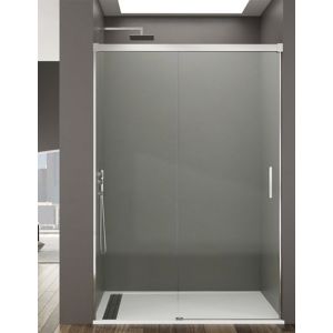 Mampara de ducha frontal basic 1+1 190-200cm transparente perfil cromo
