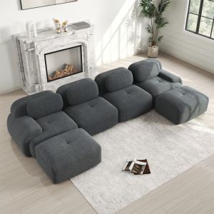 Sofá modular esquinero pana gris sin montaje ergonómico apoyabrazos