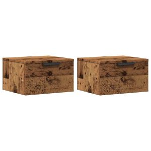 Casa lúmina - set  de 2 mesita de noche madera madeira  34 x 30 x 20 cm