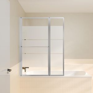 Mampara de bañera elevable 130x105 cm perfil cromo + cristal pulido