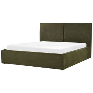 Cama con almacenaje moissac bouclé verde oscuro 160 x 200 cm
