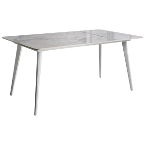 Mesa de jardín rodallo 160 cm 90 cm piedra mármol blanco